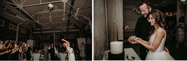 Bouquet toss & cake cutting