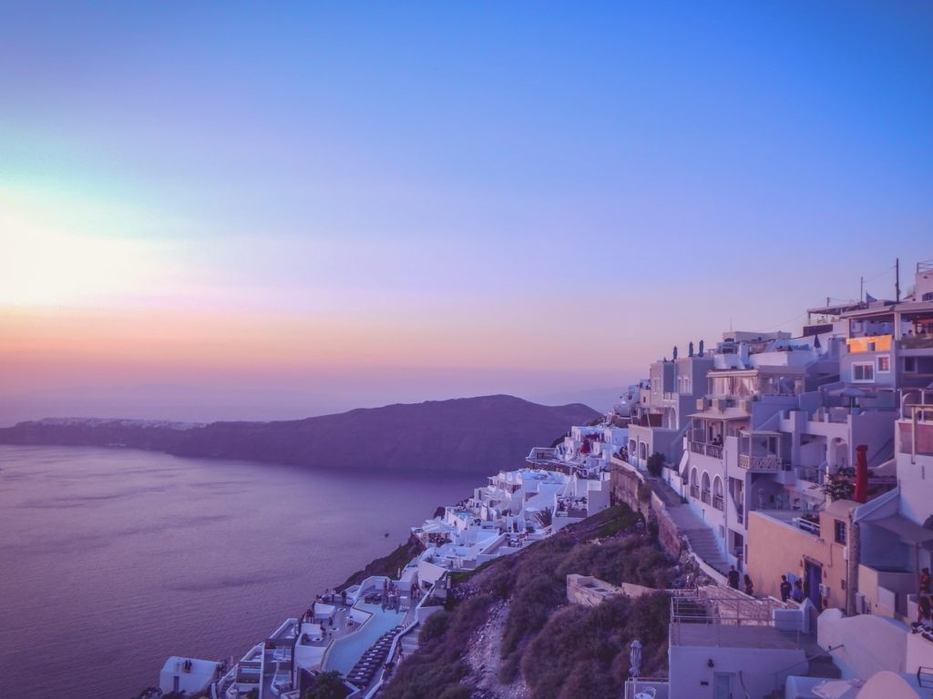 Sunset overllooking the Imerovigli village in Santorini